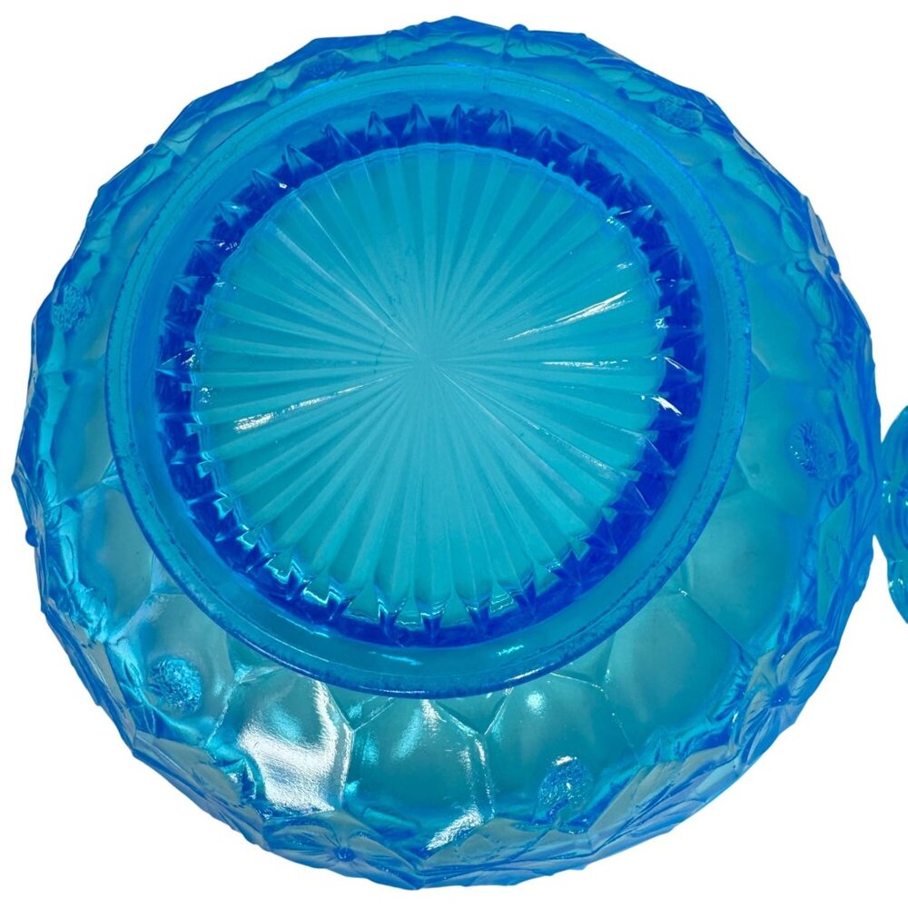 Fenton Blue Opalescent Honeycomb Clover Pattern Master Berry Bowl 1910 Vintage - Picture 3 of 16